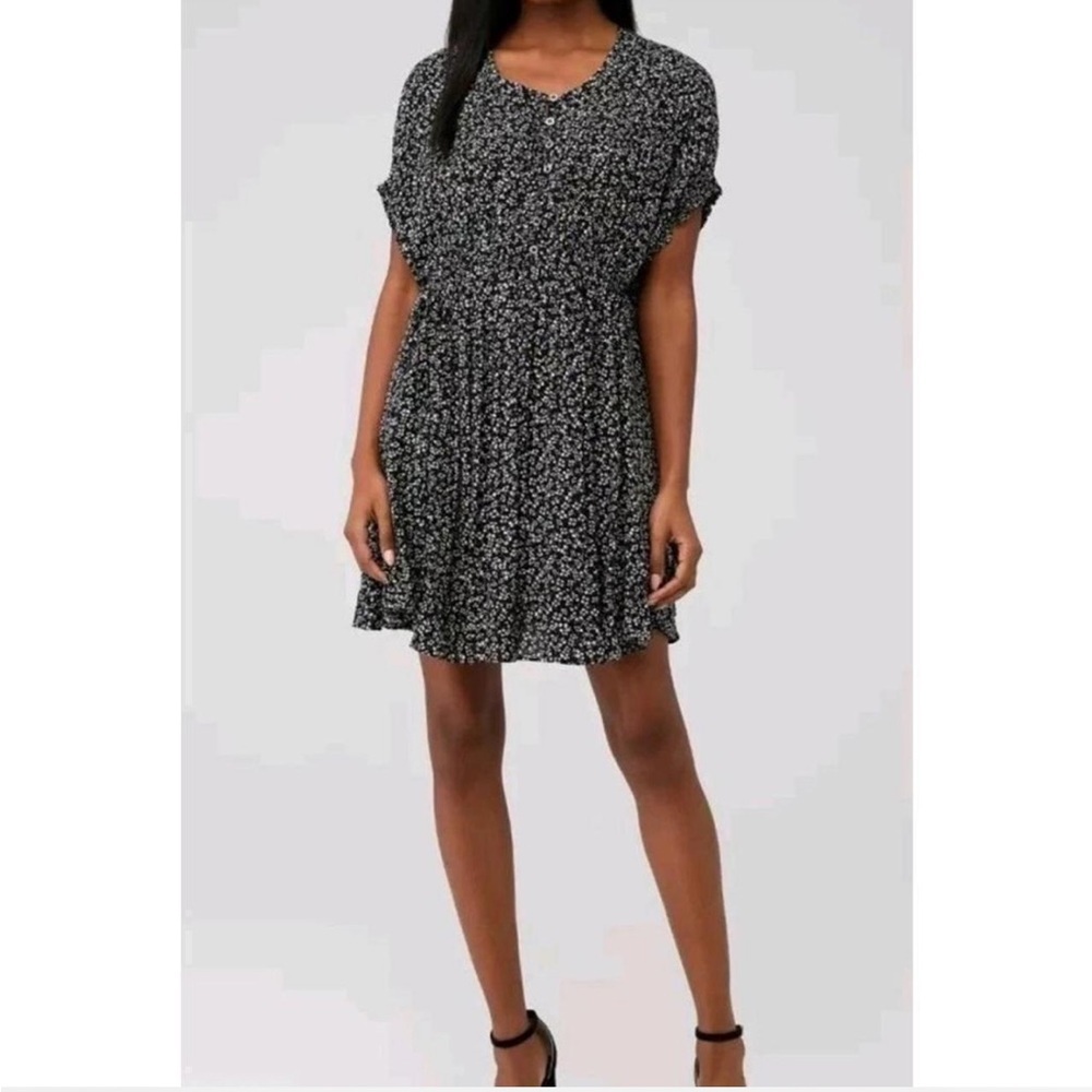 Free People One Fine Day Mini Floral Black Babydoll Dress - Picture 3 of 10